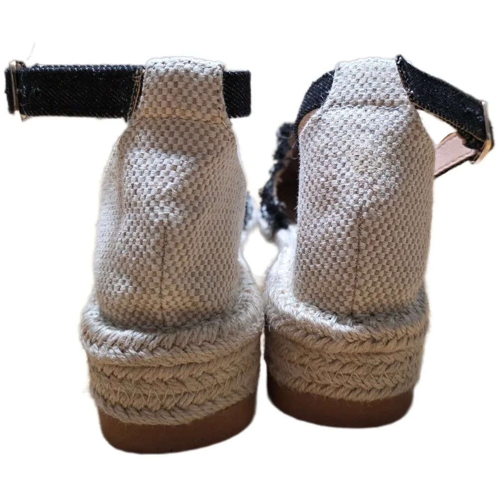 Jellypop‎ Espadrille Wedge Sandals Women's Size 8M Ankle Strap Denim
